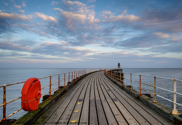 Sunrise Over Whitby Pier Picture Board by Richard Burdon