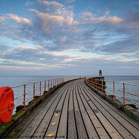 Buy canvas prints of Sunrise Over Whitby Pier by Richard Burdon