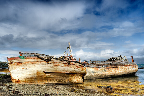 Beached Fishing boats, Salen Bay Picture Board by Richard Burdon
