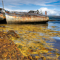 Buy canvas prints of Beached Fishing boats, Salen Bay by Richard Burdon
