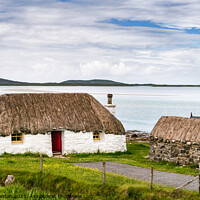 Buy canvas prints of A Thatched Cottage on the Banks of Traigh Vallay on North Uist by Richard Burdon