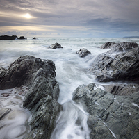 Buy canvas prints of Snow clouds over Whitsand bay by simon pither