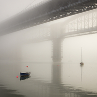Buy canvas prints of  Tamar Bridge in the Fog. by simon pither