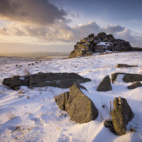 Buy canvas prints of  Snow at Great Mis Tor by simon pither