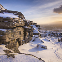 Buy canvas prints of   Snow at Great Mis Tor by simon pither