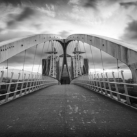 Buy canvas prints of  Salford Millennium Bridge by simon pither