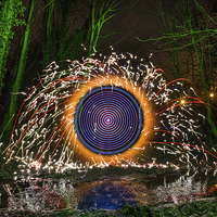 Buy canvas prints of  Woodland firework light painting by Lee Wright