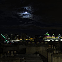 Buy canvas prints of Newcastle Tyne bridge in moonlight  by mark dodd