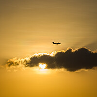 Buy canvas prints of Plane in the sunset  by Gail Johnson