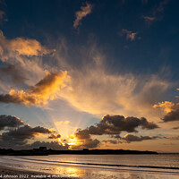 Buy canvas prints of Sunset over Trearddur bay beach  by Gail Johnson