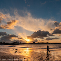 Buy canvas prints of Sunset over Trearddur bay beach   by Gail Johnson