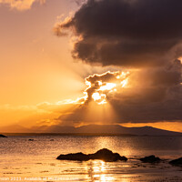 Buy canvas prints of Sunrise from rhoscolyn Beach looking to Snowdonia by Gail Johnson