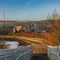 Buy canvas prints of Conwy castle and town at sunrise North Wales  by Gail Johnson