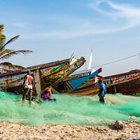 Buy canvas prints of Tanjil Fishing village The Gambia  by Gail Johnson