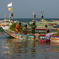 Buy canvas prints of Tanjil Fishing Village, The gambia, Africa by Gail Johnson