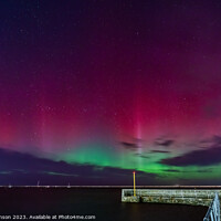 Buy canvas prints of Aurora Borealis over holyhead Breakwater on the Isle of Anglesey by Gail Johnson