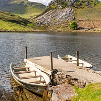 Buy canvas prints of Llyn y Dywarchen a small fishing lake in Snowdonia  by Gail Johnson