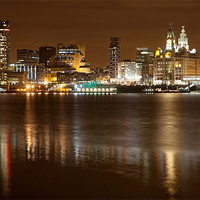 Buy canvas prints of Liverpool night cityscape by Gail Johnson