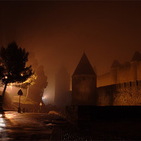 Buy canvas prints of Carcasonne in the fog by Gail Johnson