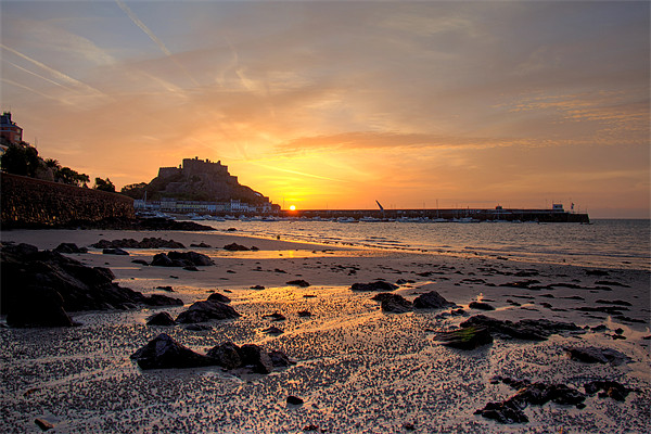 Mont Orgueil Castle at sunrise Framed Mounted Print by Gail Johnson