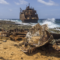 Buy canvas prints of Klien Curacao - ship wreck by Gail Johnson