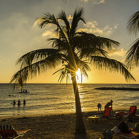 Buy canvas prints of Curacao beach sunset by Gail Johnson