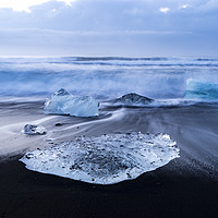 Buy canvas prints of Jökulsárlón Black Sands Beach - Icelandic Views by Gail Johnson