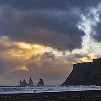 Buy canvas prints of Reynisdrangar sea stacks from beach  Icelandic Vie by Gail Johnson
