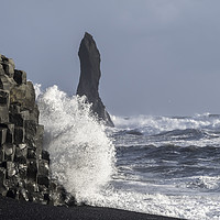 Buy canvas prints of Reynisdrangar sea stacks from beach  - Icelandic Views by Gail Johnson