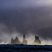 Buy canvas prints of Reynisdrangar sea stacks from beach  - Icelandic V by Gail Johnson