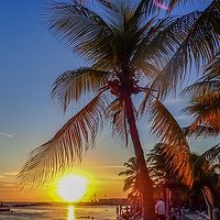 Buy canvas prints of   Sunset at the beach    Caribbean Views  by Gail Johnson