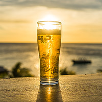 Buy canvas prints of  Sunset at the bar Curacao Views by Gail Johnson
