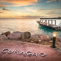 Buy canvas prints of Sunset by the beach  Curacao views by Gail Johnson