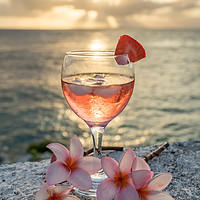 Buy canvas prints of   Sunset drinks at the ocean  Curacao views by Gail Johnson