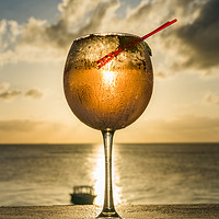 Buy canvas prints of  Sunset cocktail at the bar - Curacao Views by Gail Johnson