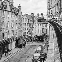 Buy canvas prints of Edinburgh City Centre black and white  by Gail Johnson