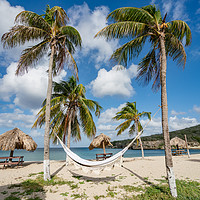 Buy canvas prints of Handmade hammock at  the beach by Gail Johnson