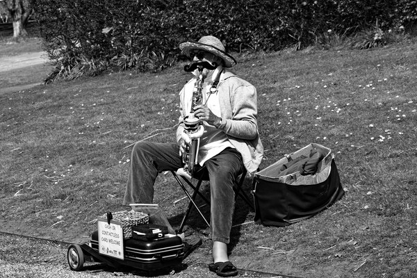 The Jazz Player Mono Picture Board by Glen Allen