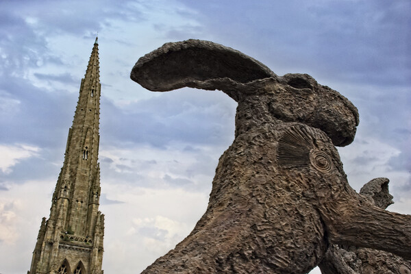 Sophie Ryder Rabbit at Piece Hall & Holy Trinity Spire Picture Board by Glen Allen