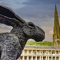 Buy canvas prints of Sophie Ryder Rabbit and Holy Trinity Church Spire Halifax by Glen Allen
