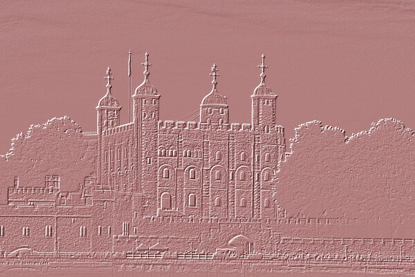 The Tower of London Embossed Rose Pink Picture Board by Glen Allen