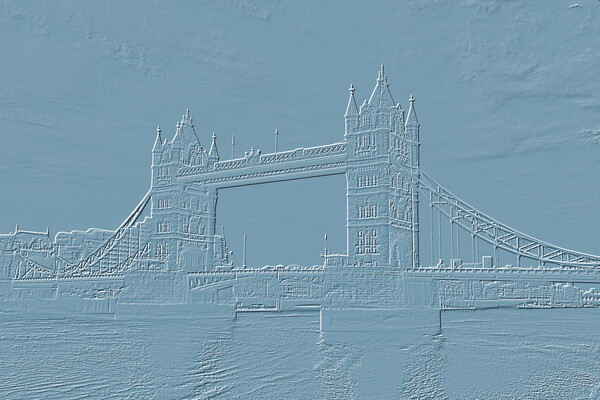 Tower Bridge Embossed Cyan Picture Board by Glen Allen