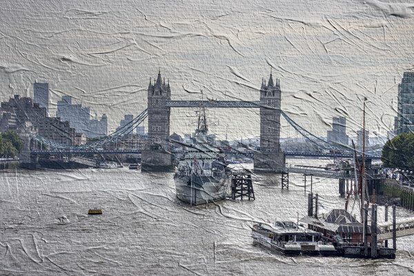 Tower Bridge Low Key Oil Effect Picture Board by Glen Allen