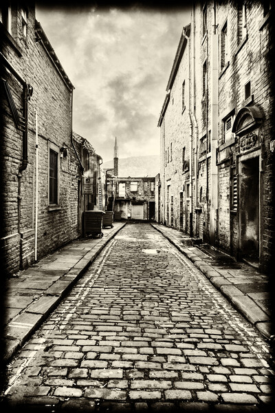 Cobbled Back Street - Sepia Picture Board by Glen Allen