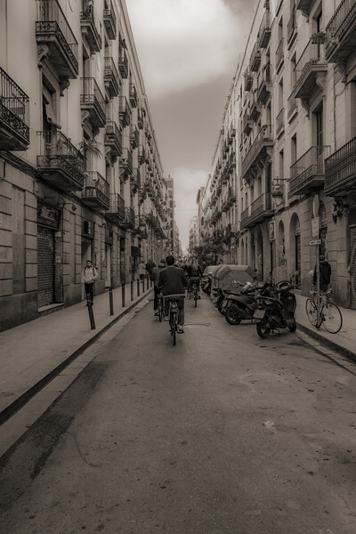 A Barcelona Street - Sepia Picture Board by Glen Allen