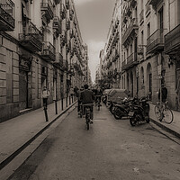 Buy canvas prints of A Barcelona Street - Sepia by Glen Allen