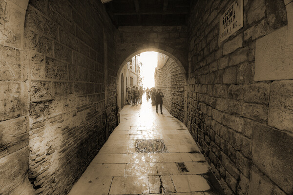 A Barcelona Archway - Sepia Picture Board by Glen Allen