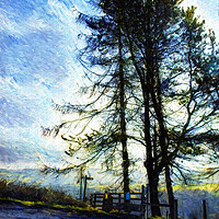 Buy canvas prints of 02 Scene's of Yorkshire Oil Painting Effect Baitings Tree by Glen Allen