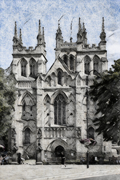 Selby Abbey Pastel - Digital Art Picture Board by Glen Allen