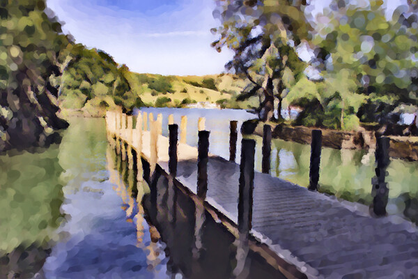 Windermere Jetty Digital Art Painting Effect Picture Board by Glen Allen